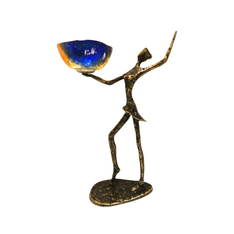 Κηροπήγιο μπρούτζινο γυναίκα με γυαλί - Image 1