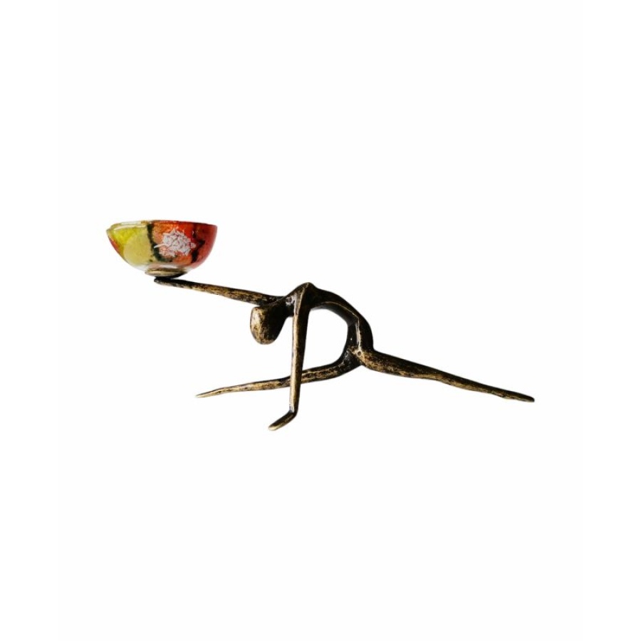 Κηροπήγιο μπρούτζινο γυναίκα σπαγγάτο με γυαλί - Image 1