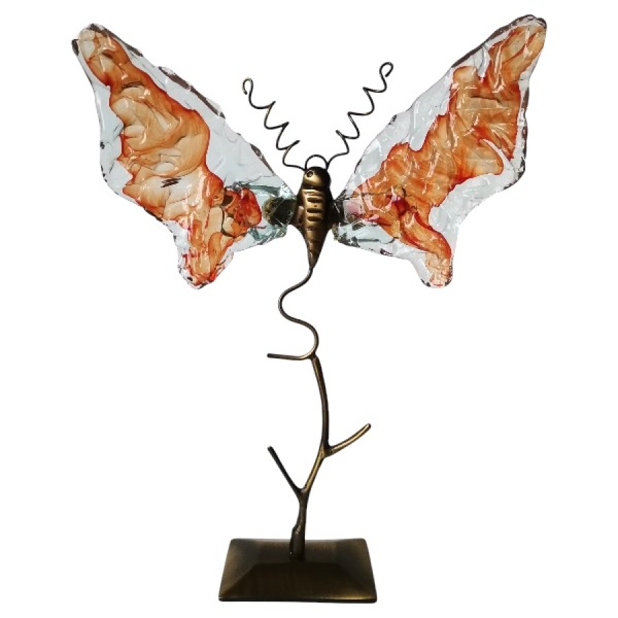 Πεταλούδα μπρούτζινη μεσαία με φυσητό γυαλί - Image 1