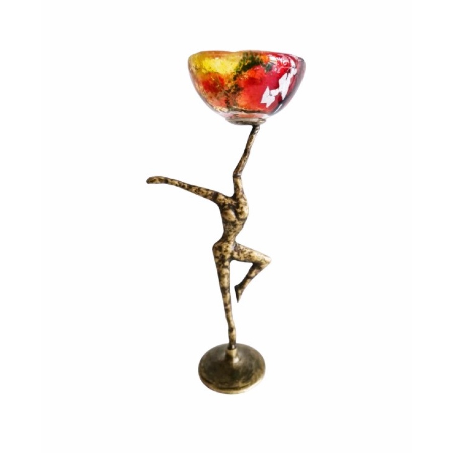 Κηροπήγιο μπρούτζινο χορεύτρια με γυαλί - Image 1