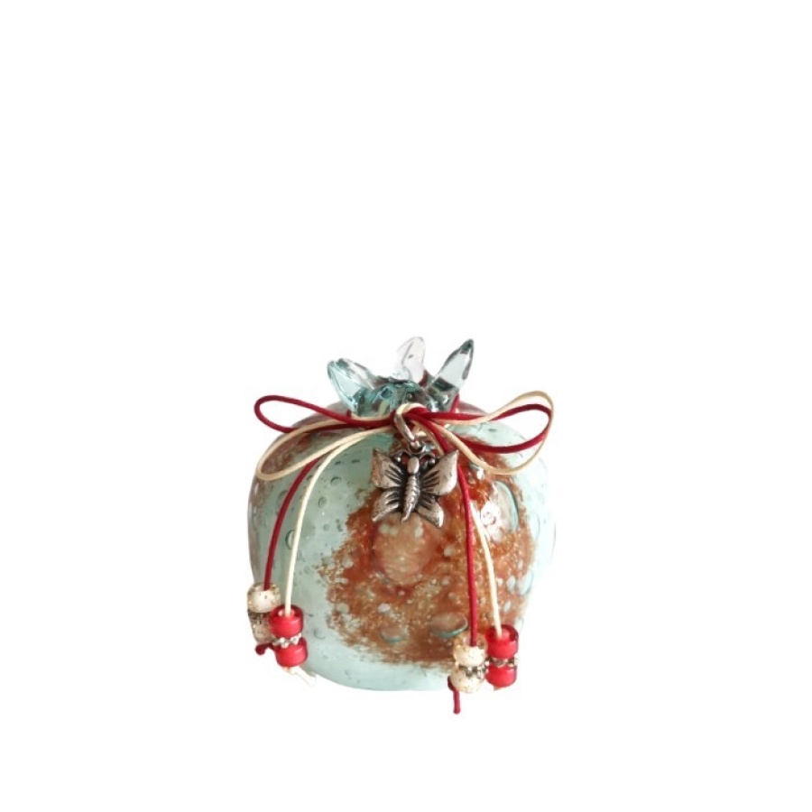 Ρόδι φυσητό γυαλί μεσαίο στολισμένο - Image 1