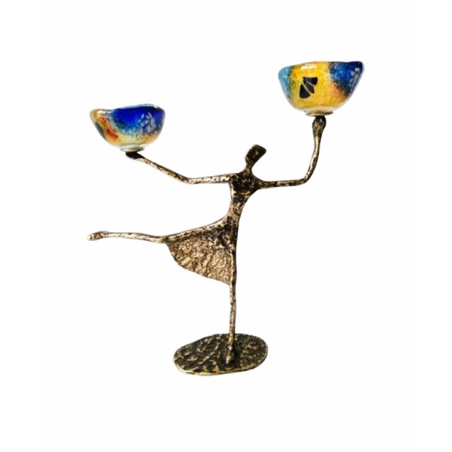 Κηροπήγιο μπρούτζινο χορεύτρια με γυαλί - Image 1