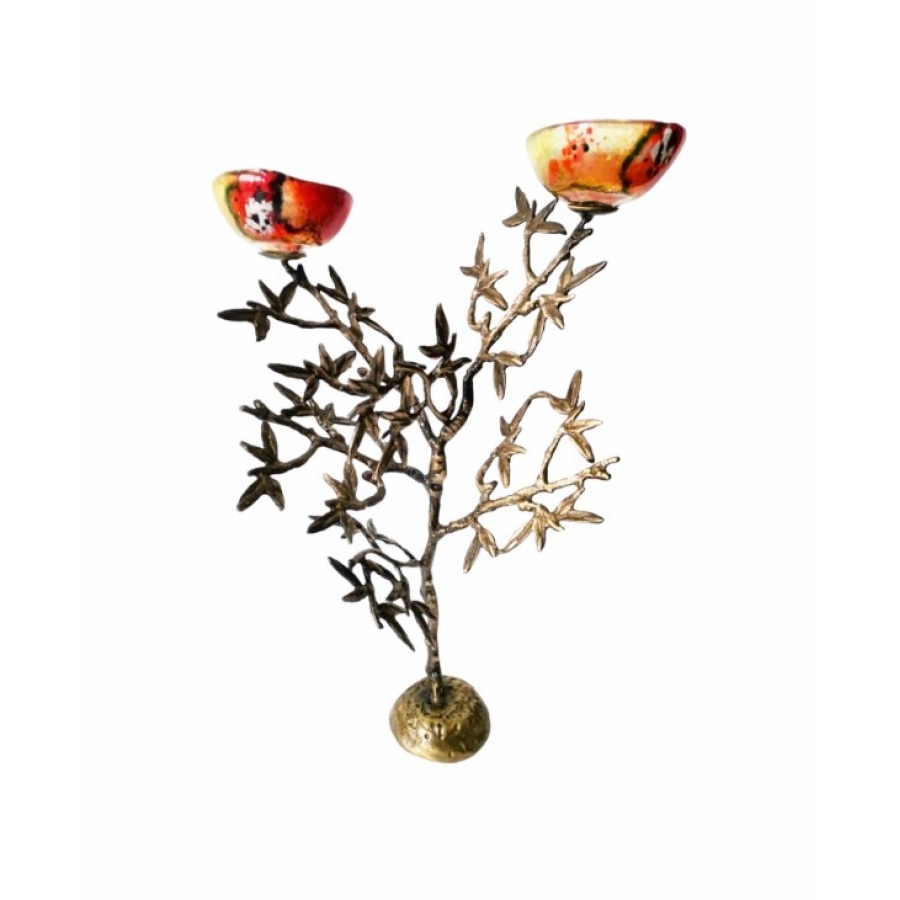 Κηροπήγιο μπρούτζινο δέντρο με γυαλί - Image 1