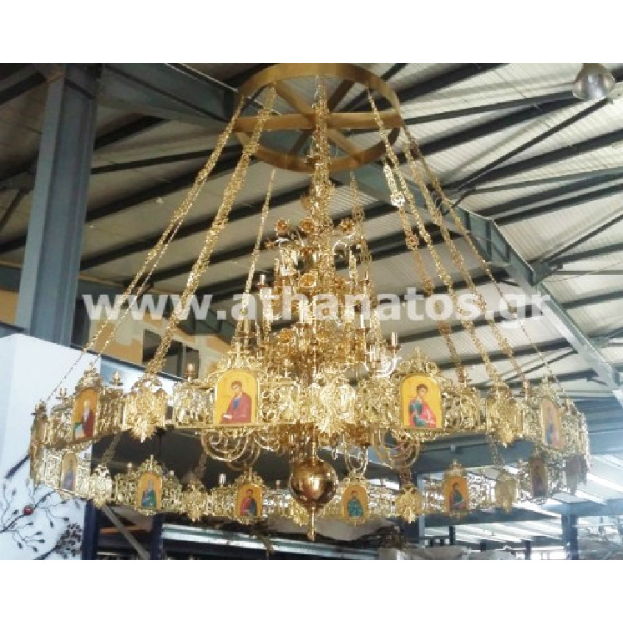 Πολυέλαιος μπρούτζινος με χορό - Image 4