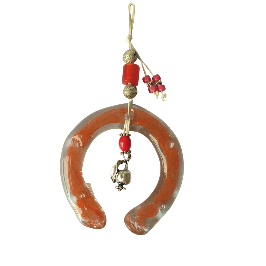 Πέταλο κρεμαστό μικρό από φυσητό γυαλί με στόλισμα - Image 1