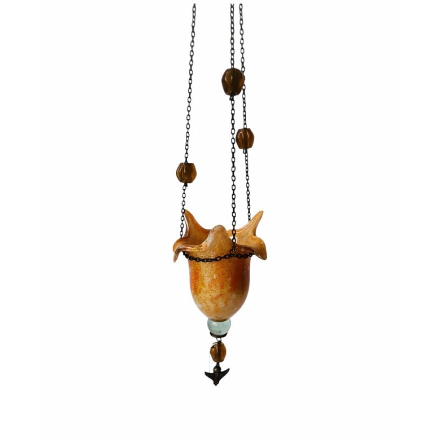 Καντήλι φυσητό γυαλί κρεμαστό με μπίλια και μύτες - Image 1