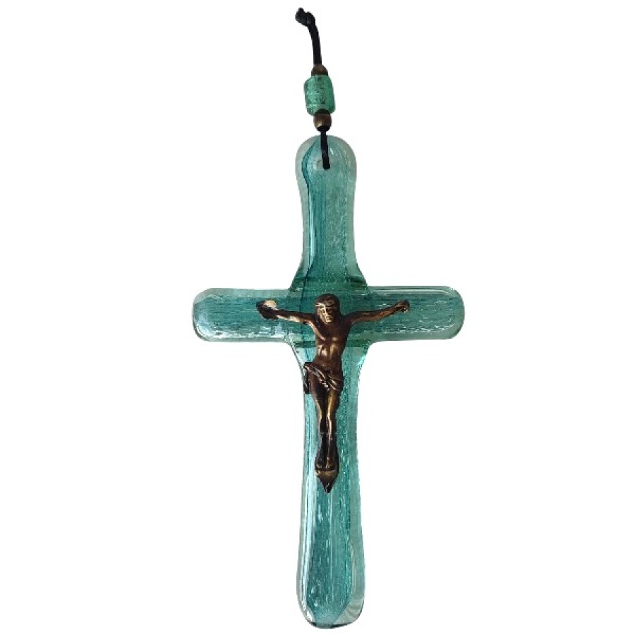 05-002 ΧΡ. ΧΑΛΚΟΣ Σταυρός μεσαίος φυσητό γυαλί - Image 1