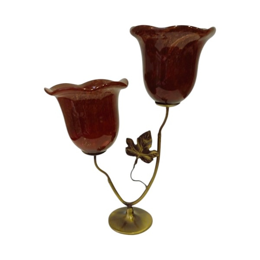 Κηροπήγιο μπρούτζινο με φυσητό γυαλί - Image 1