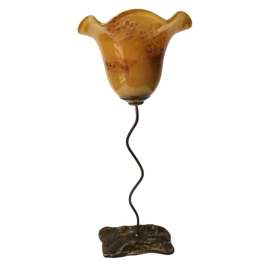 Κηροπήγιο μπρούτζινο με φυσητό γυαλί - Image 1