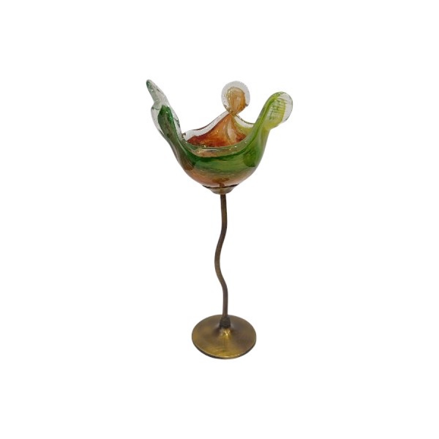 Κηροπήγιο μπρούτζινο με φυσητό γυαλί - Image 1