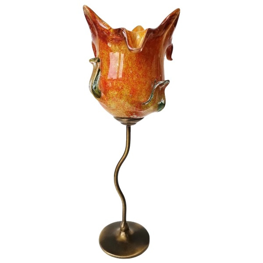 Κηροπήγιο μπρούτζινο με φυσητό γυαλί - Image 1