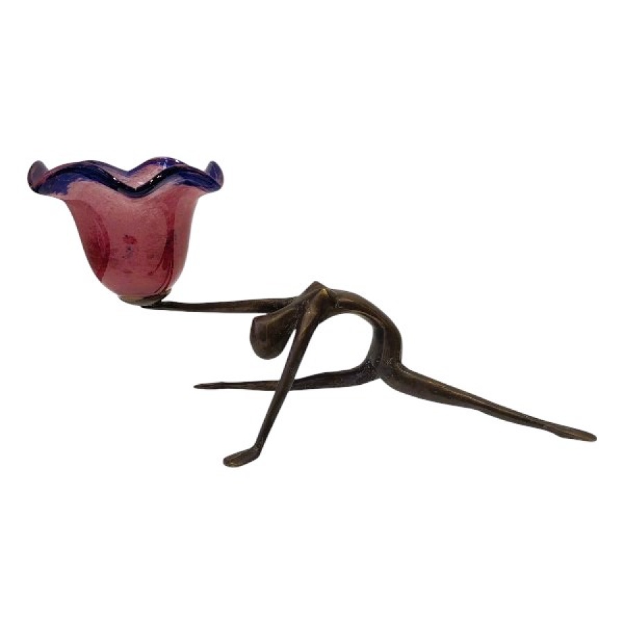 Κηροπήγιο μπρούτζινο γυναίκα με φυσητό γυαλί - Image 1