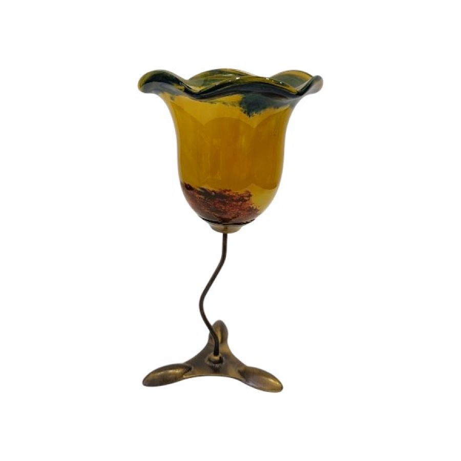 Κηροπήγιο μπρούτζινο με φυσητό γυαλί - Image 1