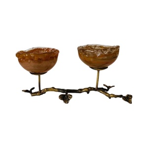 Κηροπήγιο μπρούτζινο με φυσητό γυαλί