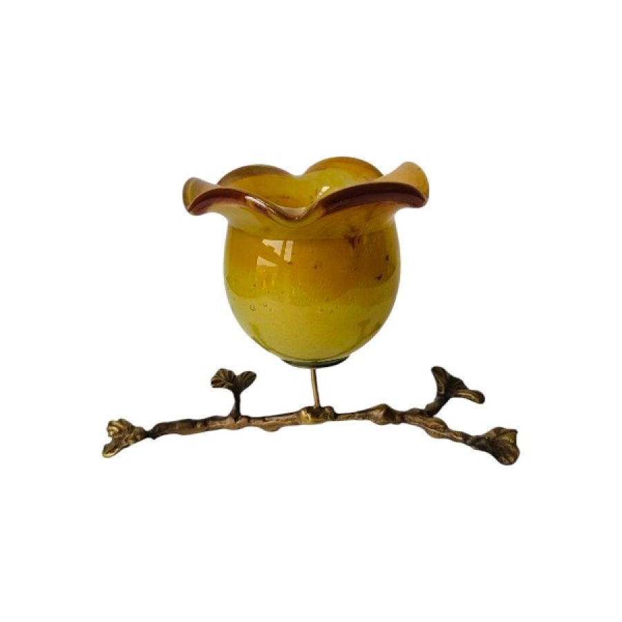 Κηροπήγιο μπρούτζινο με φυσητό γυαλί - Image 1