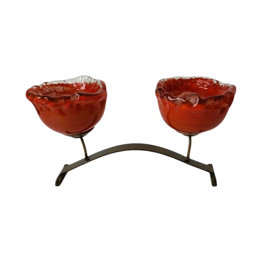 Κηροπήγιο μπρούτζινο με φυσητό γυαλί - Image 1