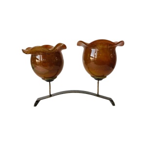 Κηροπήγιο μπρούτζινο με φυσητό γυαλί