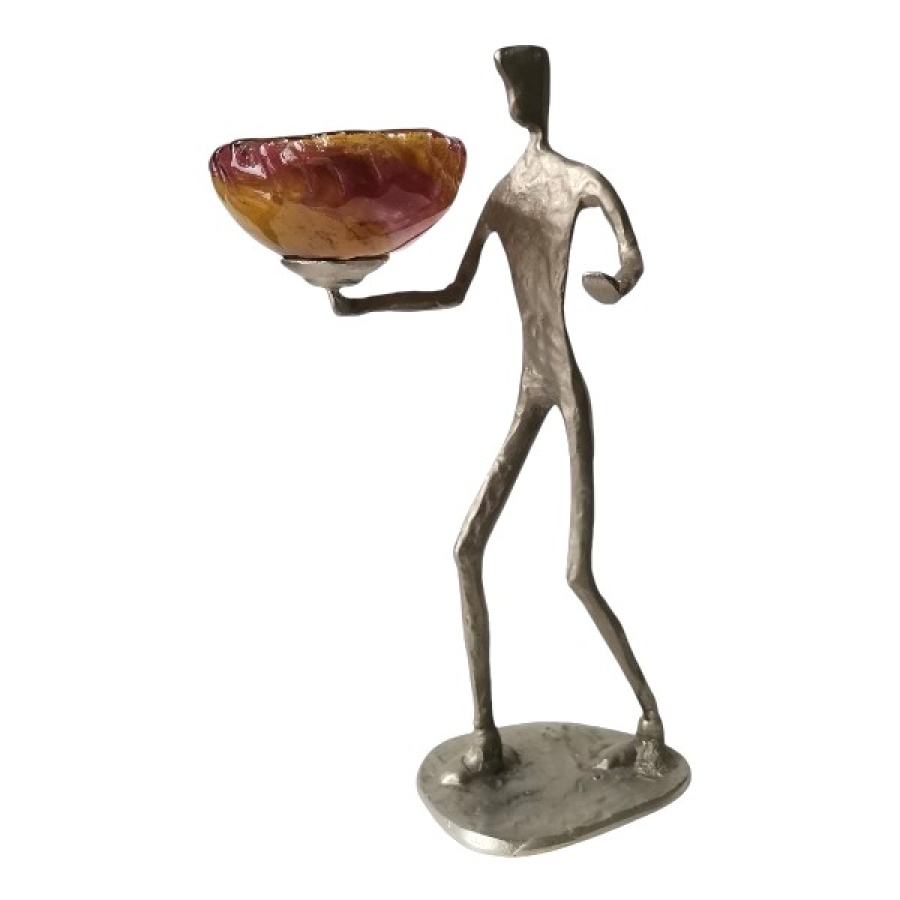 Κηροπήγιο μπρούτζινο νίκελ άνδρας με φυσητό γυαλί - Image 1