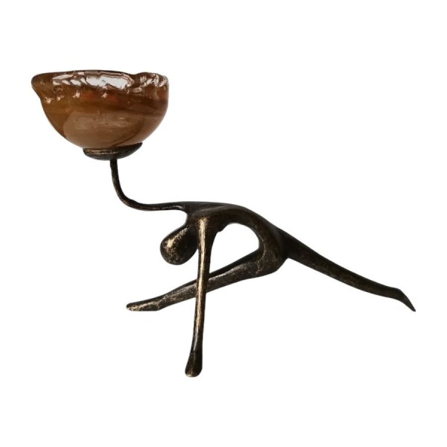 Κηροπήγιο μπρούτζινο γυναίκα σπαγγάτο με φυσητό γυαλί - Image 1