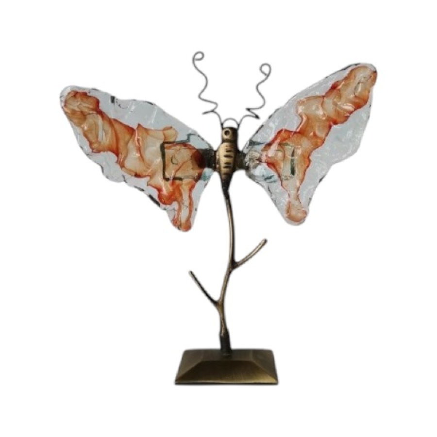 Πεταλούδα μπρούτζινη μικρή με φυσητό γυαλί - Image 1