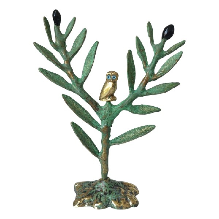 Κλαδί ελιάς με κουκουβάγια μπρούτζινο - Image 1
