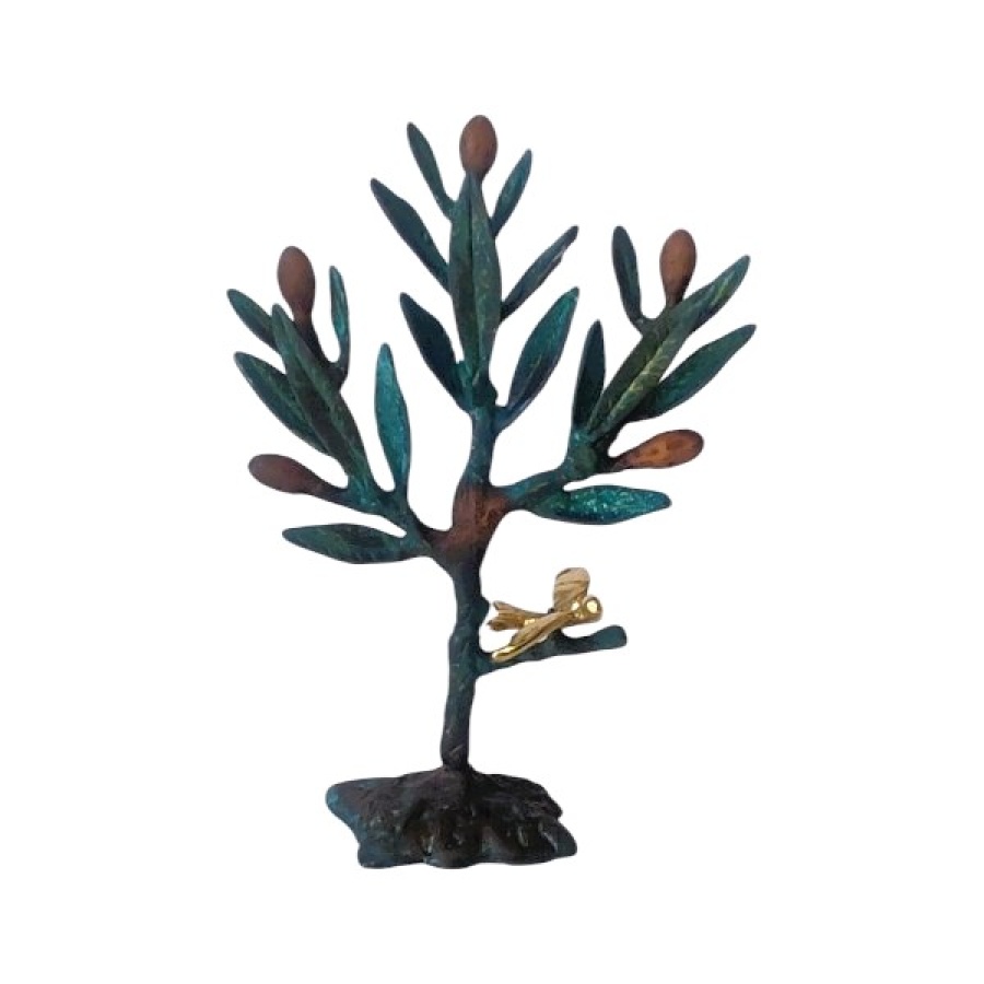 Κλαδί ελιάς 3D με πουλί μπρούτζινο - Image 1