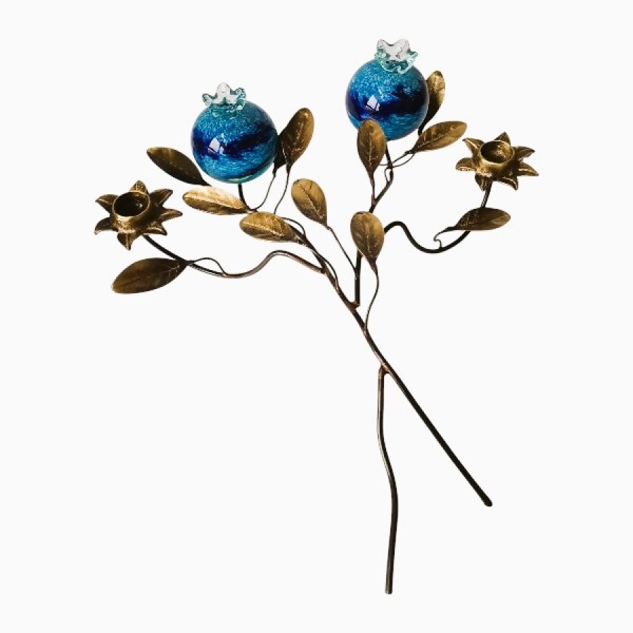 Κλαδί μπρούτζινο με ρόδια από φυσητό γυαλί - Image 1