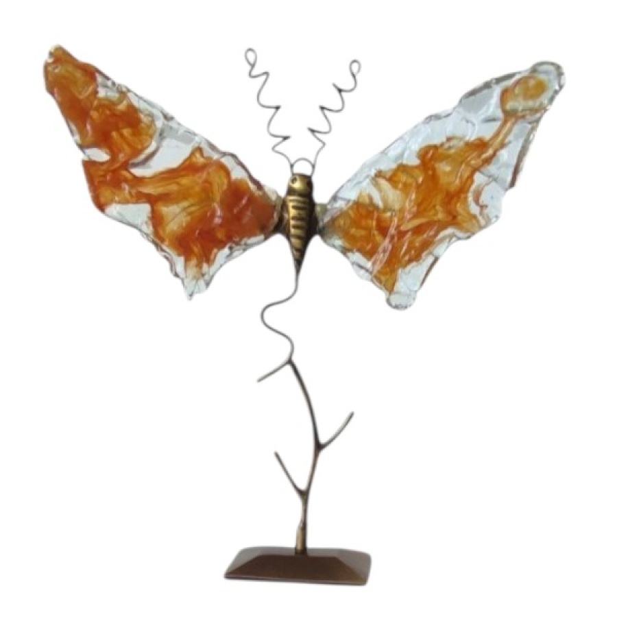 Πεταλούδα μπρούτζινη μεσαία με φυσητό γυαλί - Image 1