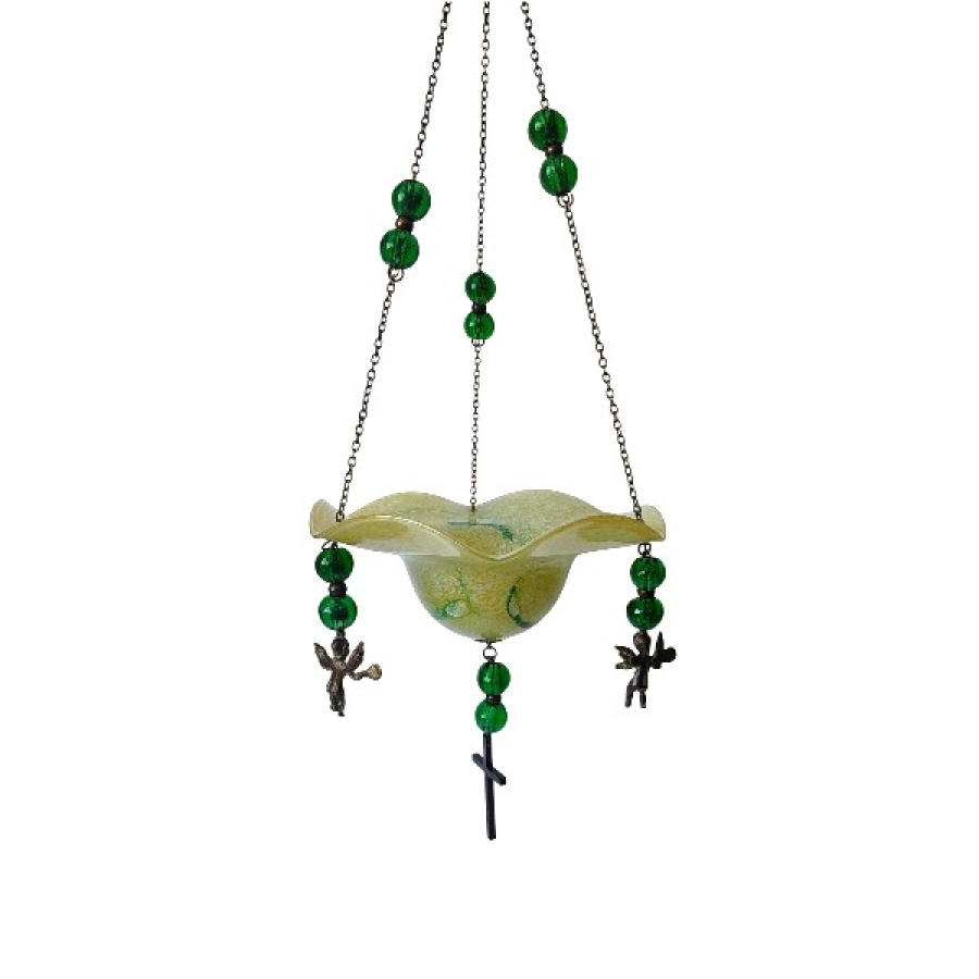 Καντήλι φυσητό γυαλί κρεμαστό πλατύγυρος μεγάλος - Image 1