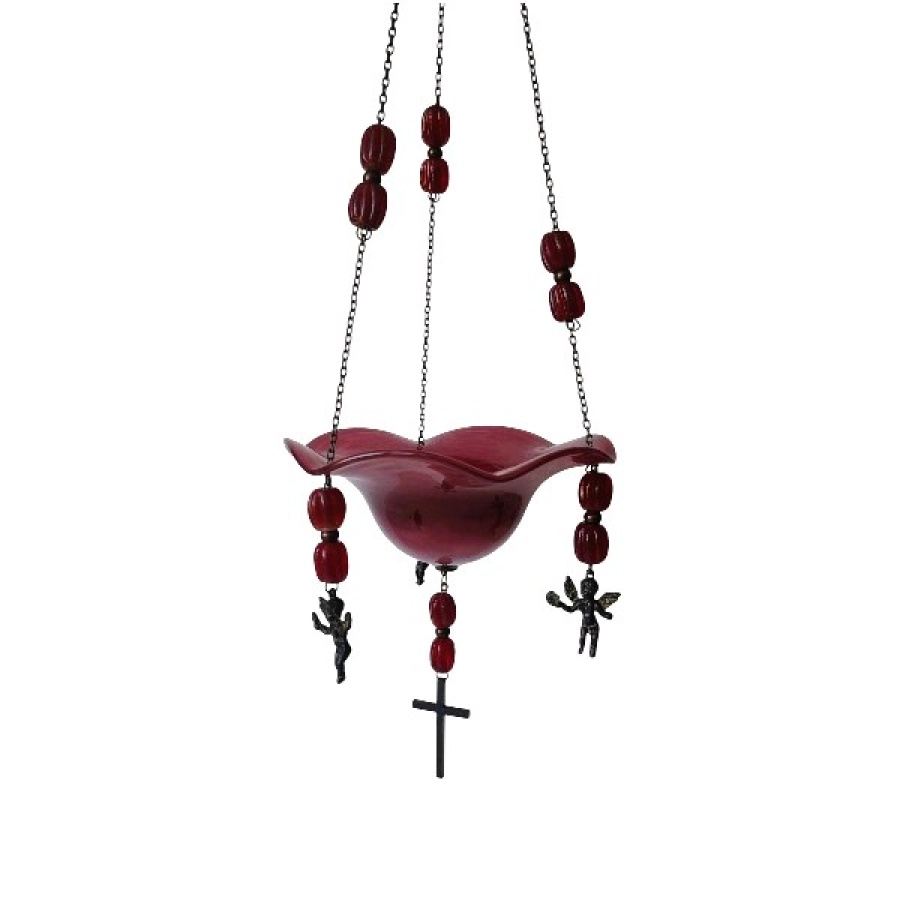 Καντήλι φυσητό γυαλί κρεμαστό πλατύγυρος μεγάλος - Image 1