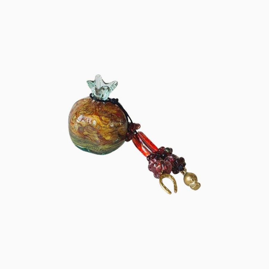 Ρόδι φυσητό γυαλί μεσαίο στολισμένο με γυάλινες χάντρες - Image 1