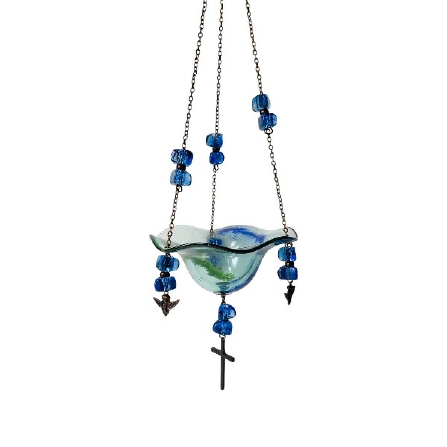 Καντήλι φυσητό γυαλί κρεμαστό πλατύγυρος μικρός - Image 1